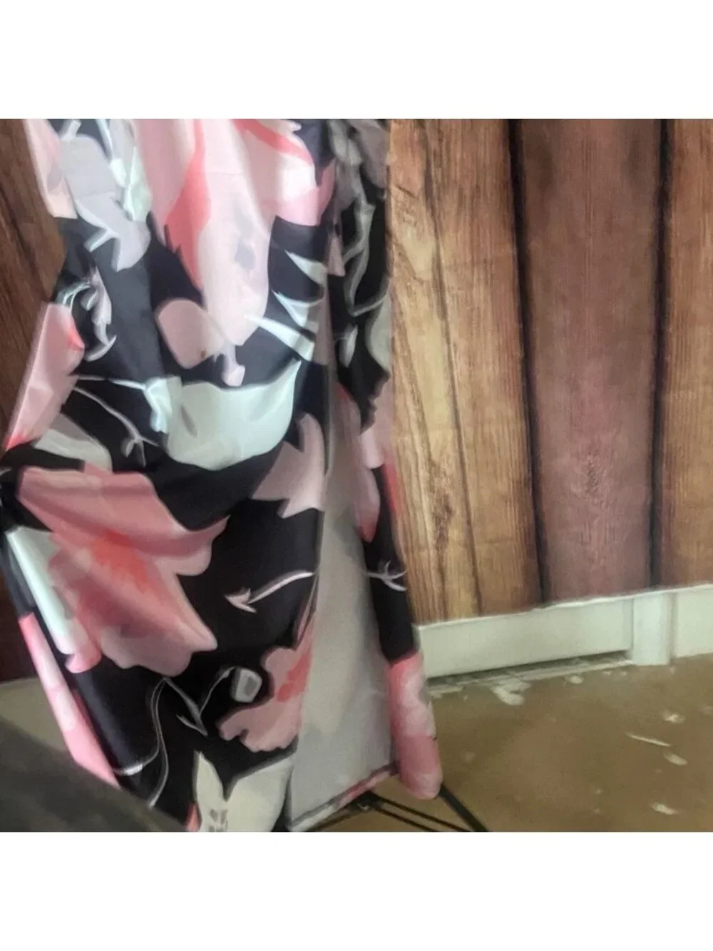 Black and Pink Floral Maxi Dress, Medium, 9G-111D053